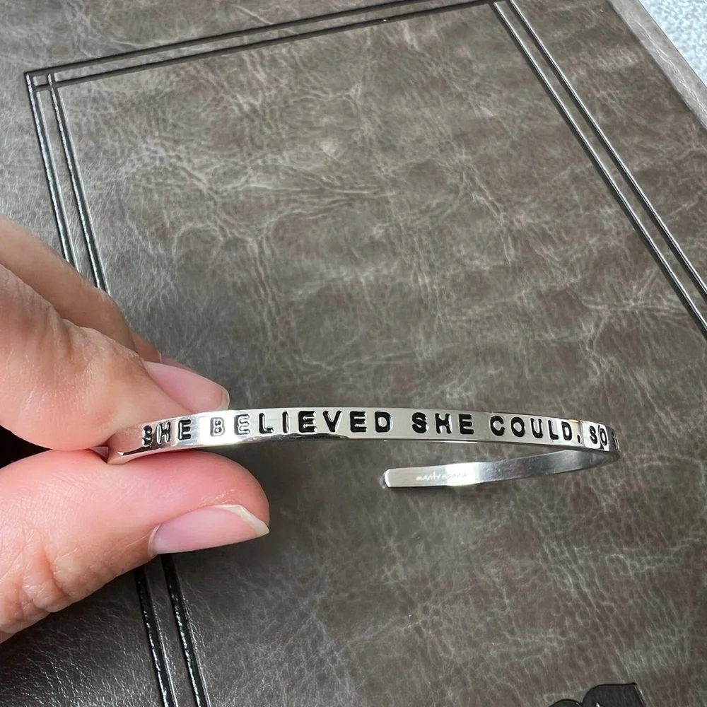 Mantra Silver Inspirational Bracelet